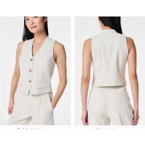 SPANX CAREFREE CREPE VEST IN PARCHMENT NWT PLUS SIZE 3XL